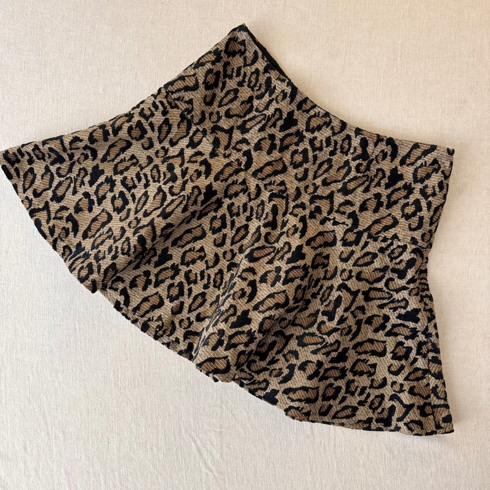 Free People Leopard Print Mini Skirt Brown Black Size 8 A Line
